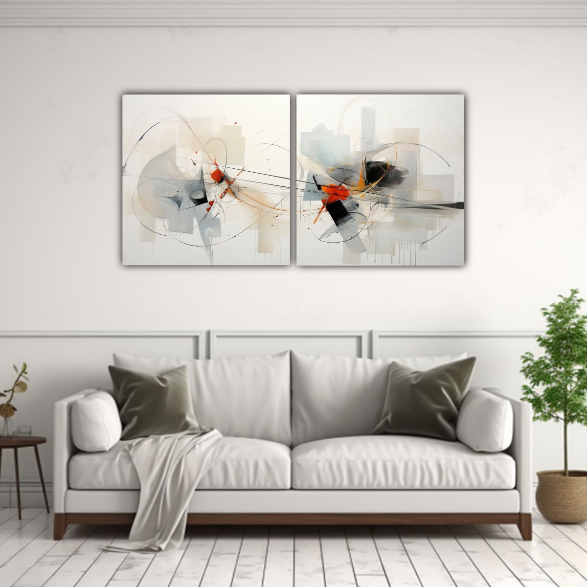 GENERICO - Cuadros Abstractos Blancos Para Decoración Set 100x50 Cm