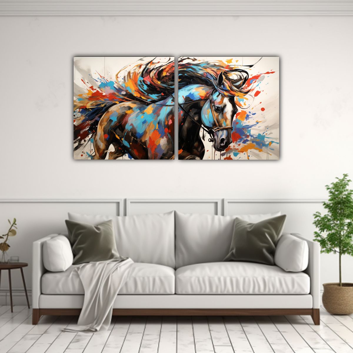 GENERICO - Pintura Abstracta De Caballo Para Decoración De 80x40 Cm