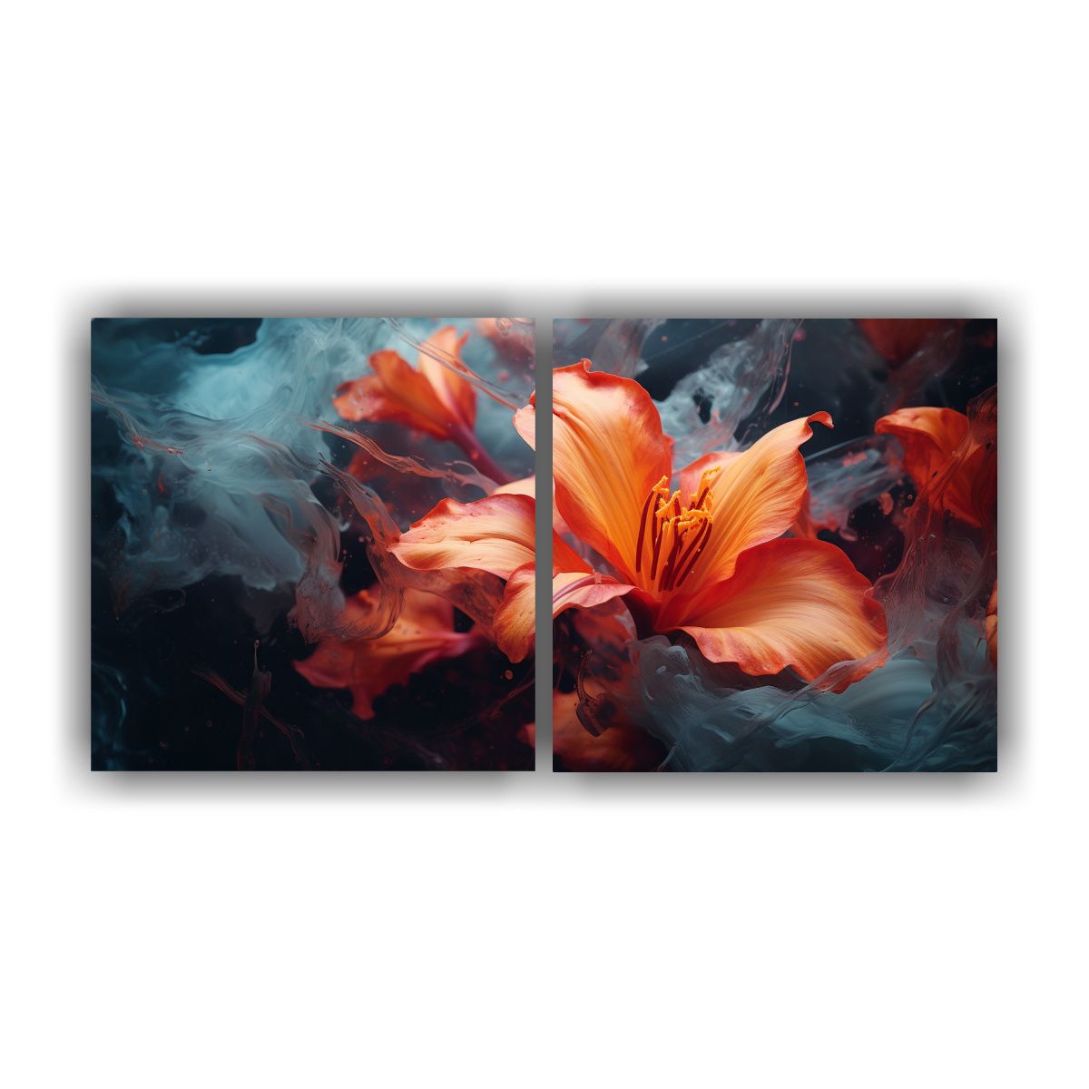 GENERICO - Cuadros Florales Abstractos Con Perspectivas 80x40 Cm