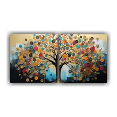 GENERICO - Pintura Moderna árbol Vibrante Y Dorado En 2 100x50 Cm