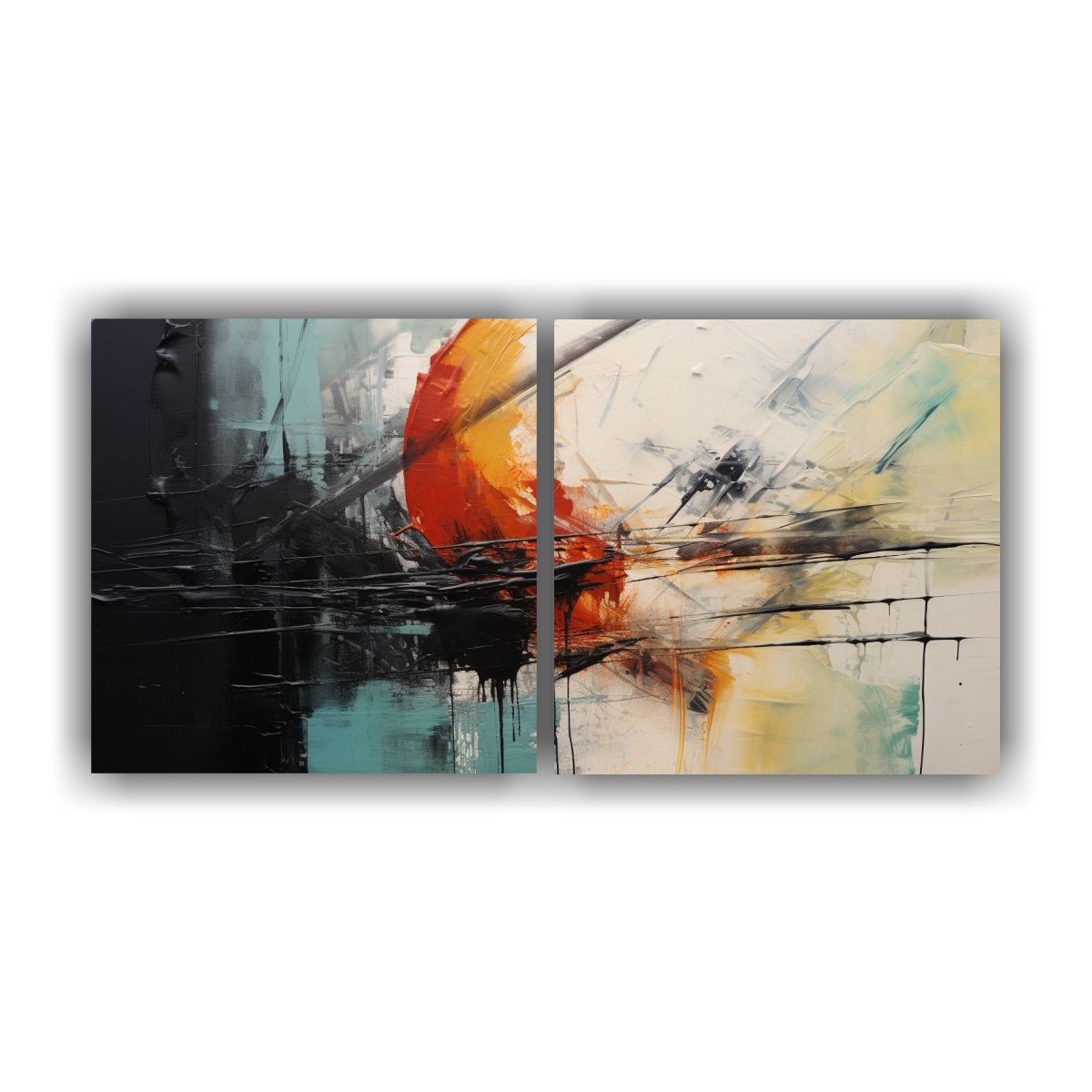 GENERICO - Pinturas Decorativas Abstractas Amarillo Azul Y 80x40 Cm