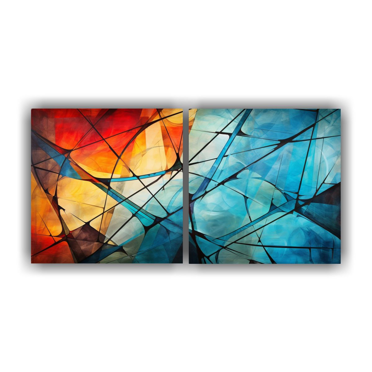 GENERICO - Pintura Abstracta De Líneas Y Formas Para 100x50 Cm