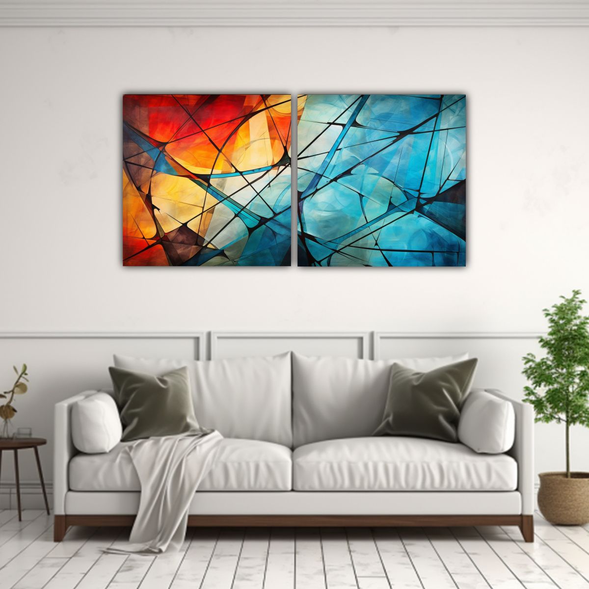 GENERICO - Pintura Abstracta De Líneas Y Formas Para 100x50 Cm
