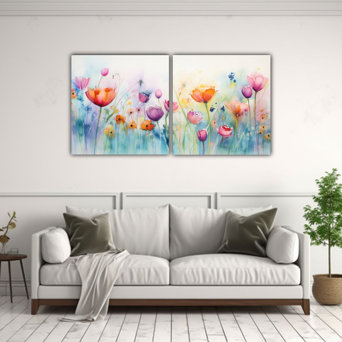 GENERICO - Pinturas De Decoración Con Flores Abstractas 60x30 Cm
