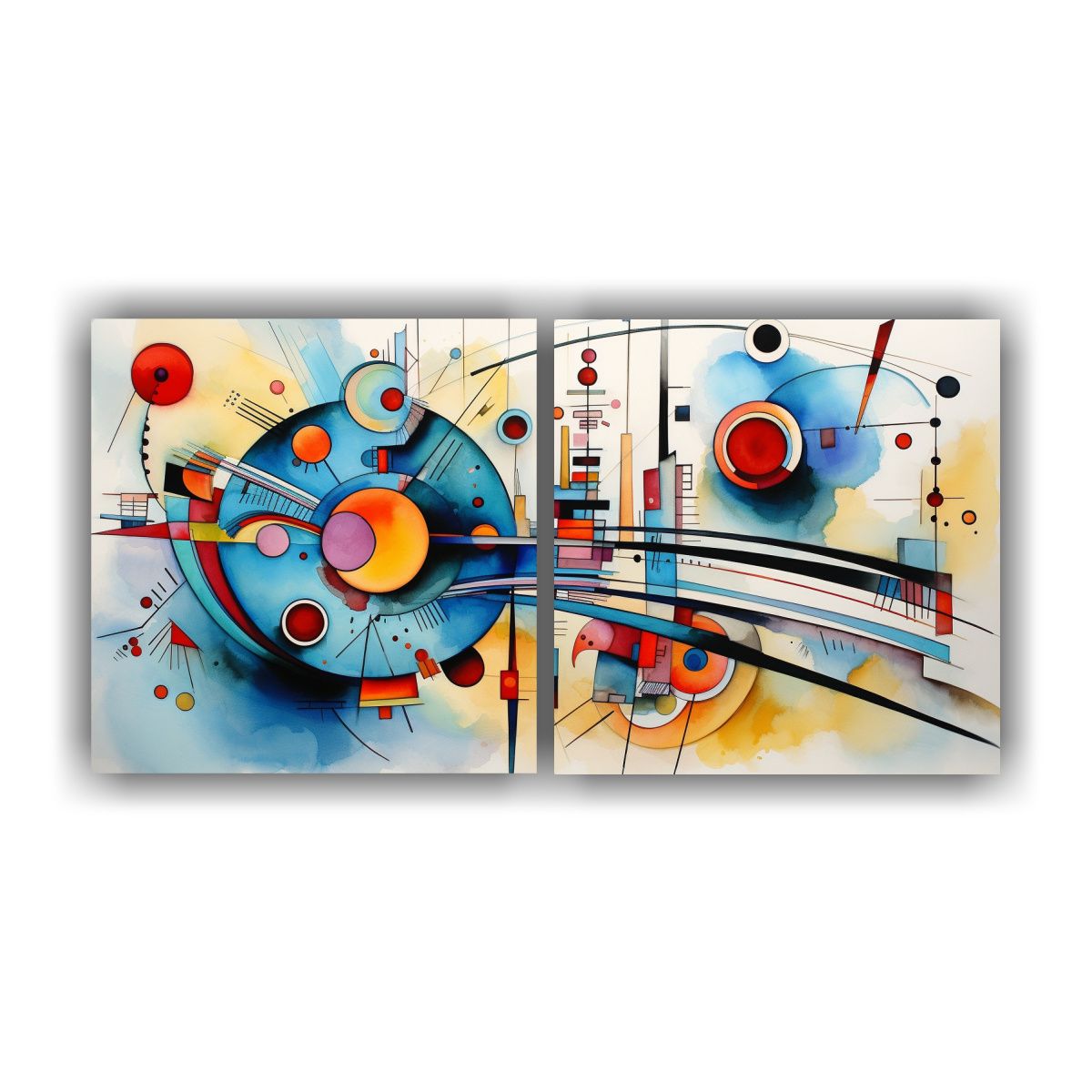 GENERICO - Pinturas Abstractas Acuarelas Kandinsky Impacto 60x30 Cm