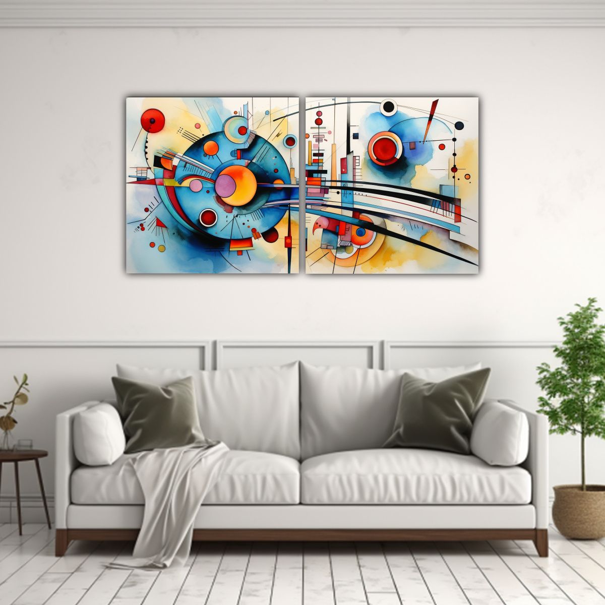 GENERICO - Pinturas Abstractas Acuarelas Kandinsky Impacto 60x30 Cm