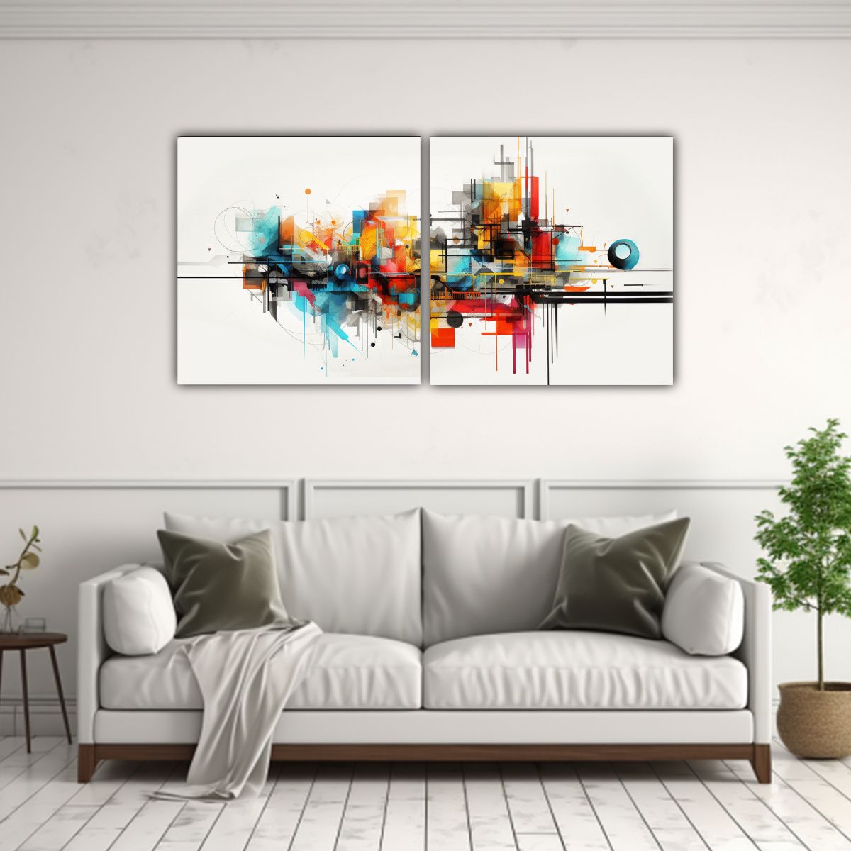 GENERICO - Cuadros Abstractos Para Living Colores Callejeros 80x40 Cm