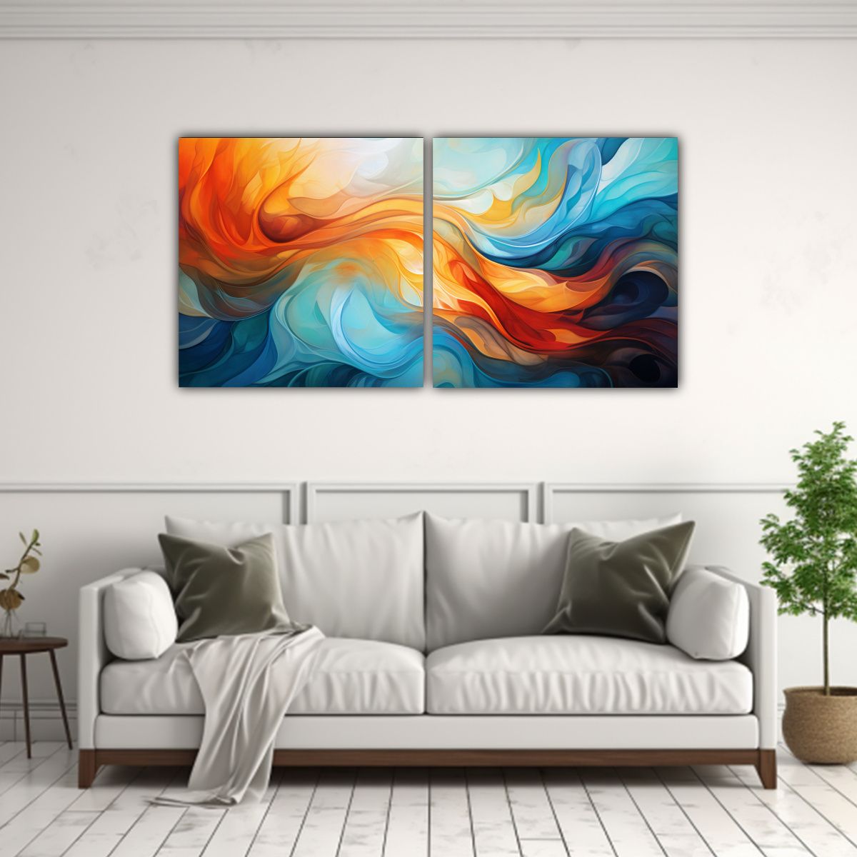 GENERICO - Pinturas Decorativas Set 2 Artes Moderno Diseño 80x40 Cm