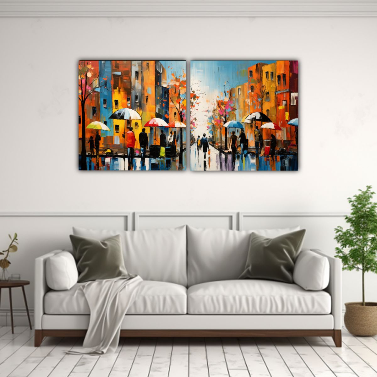 GENERICO - Set 2 Lienzos Vanguardia Creatividad Escena 60x30 Cm