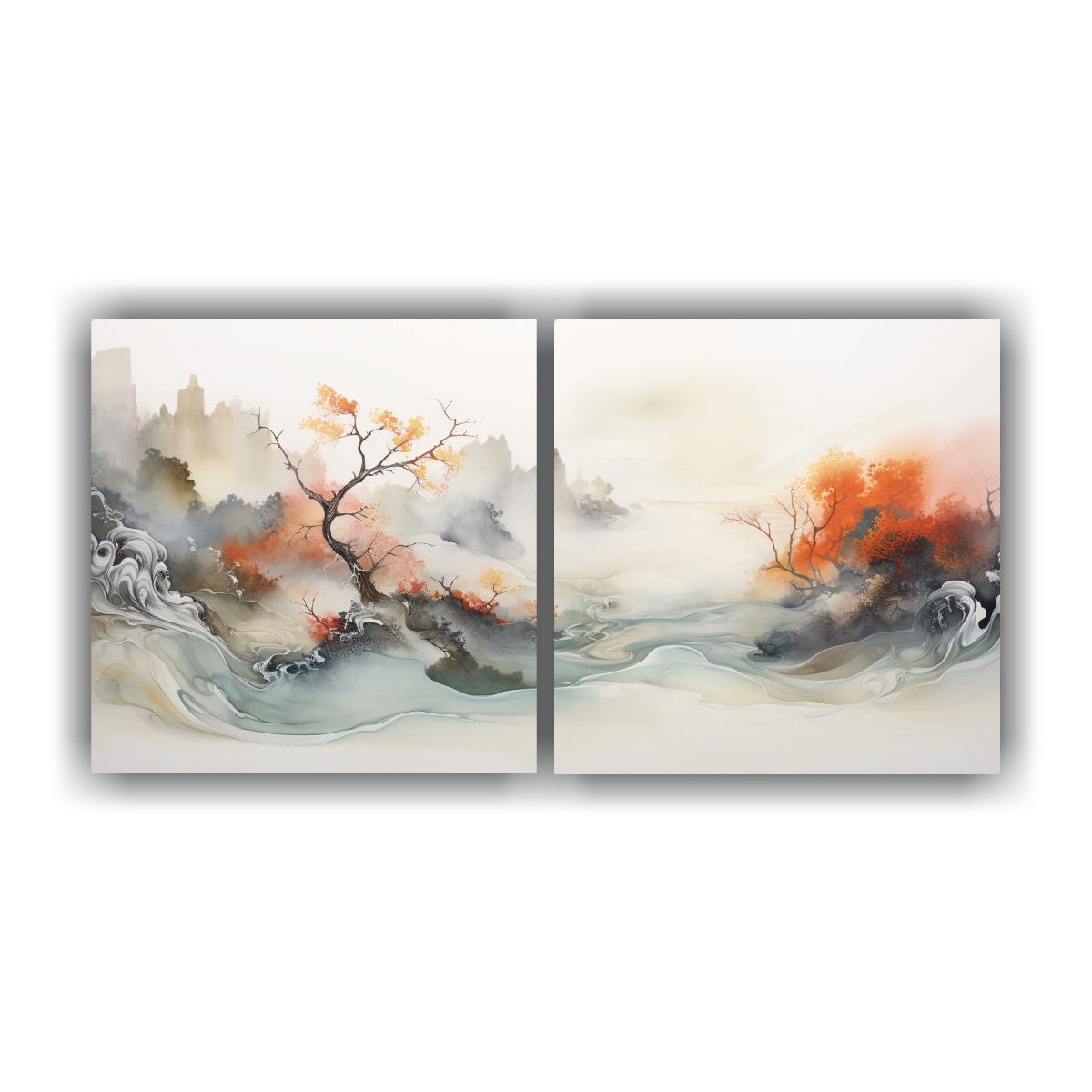 GENERICO - Dos Telas En Bastidor Abstracto Alta Resolución 100x50 Cm