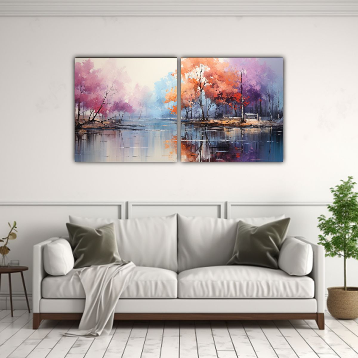 GENERICO - Cuadro Horizontal Unica De árboles Plateados En 80x40 Cm