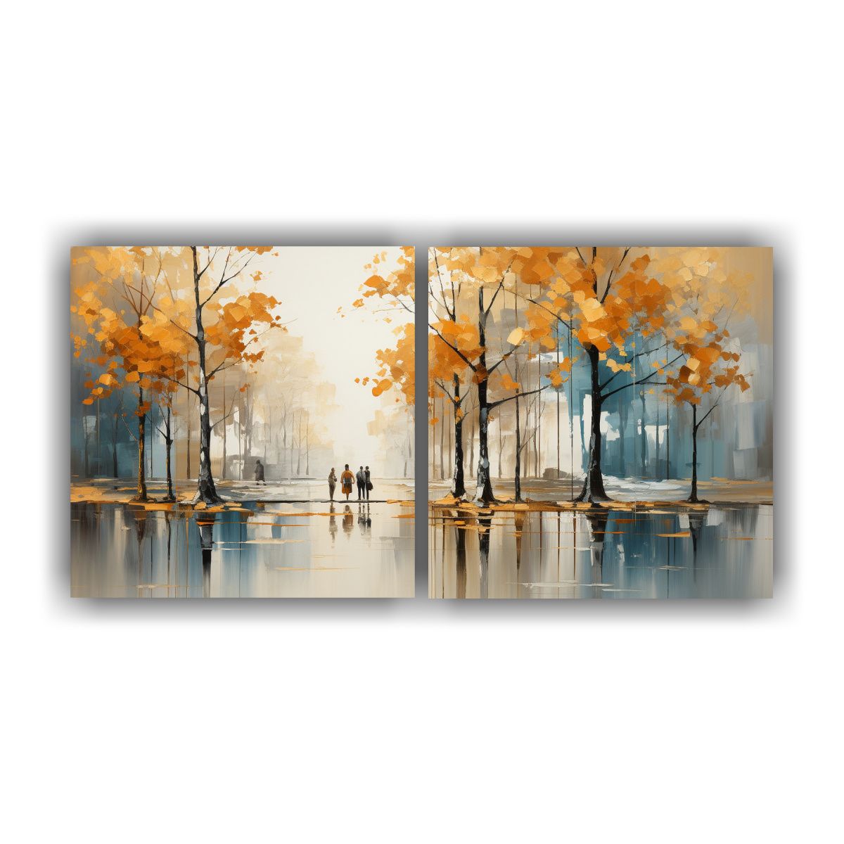 GENERICO - Conjunto 2 Lienzos Tela Impreso Calma árboles En 80x40 Cm