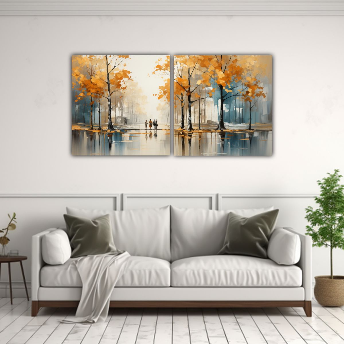 GENERICO - Conjunto 2 Lienzos Tela Impreso Calma árboles En 80x40 Cm