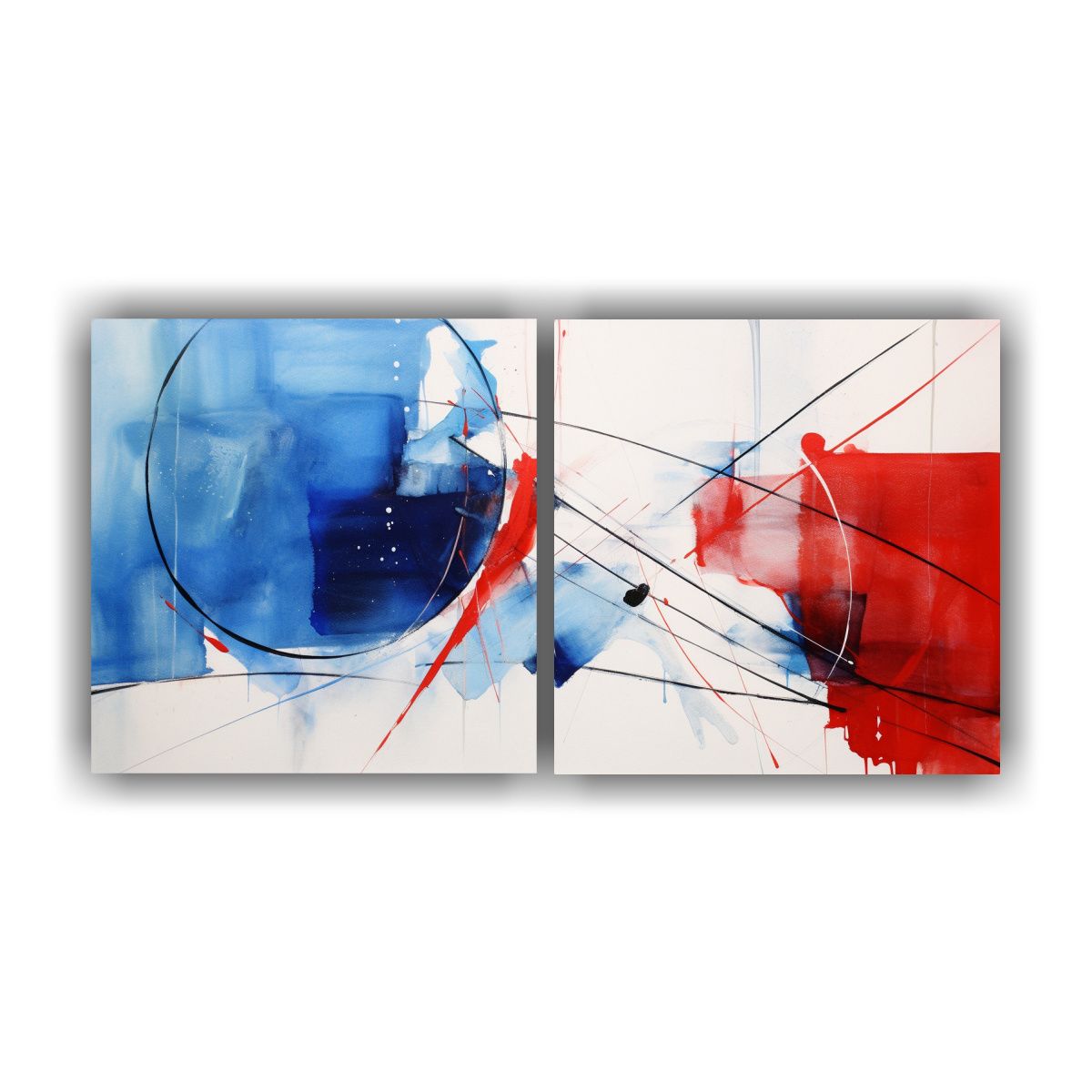 GENERICO - Cuadro Abstracto De La Bandera Noruega En Dos 80x40 Cm