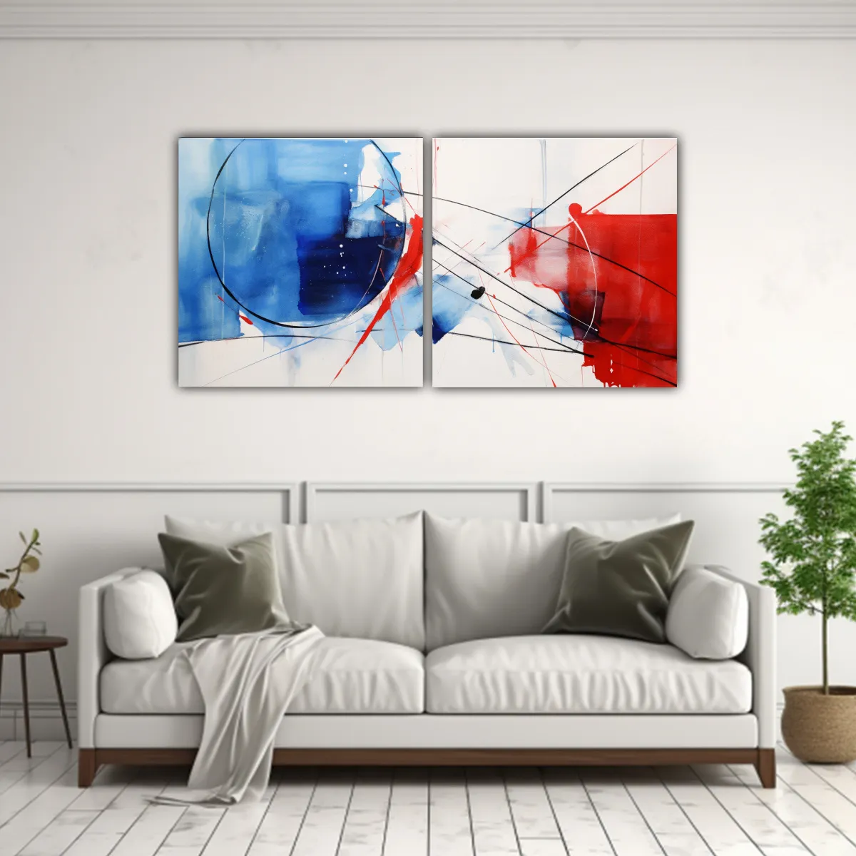 GENERICO - Cuadro Abstracto De La Bandera Noruega En Dos 80x40 Cm