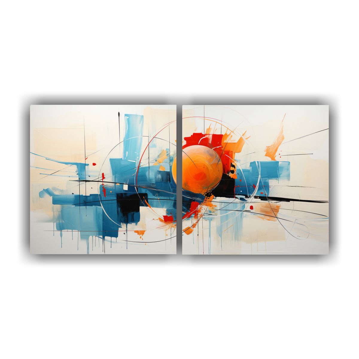 GENERICO - Dos Pinturas De Decoración En Estilo Abstracto 80x40 Cm