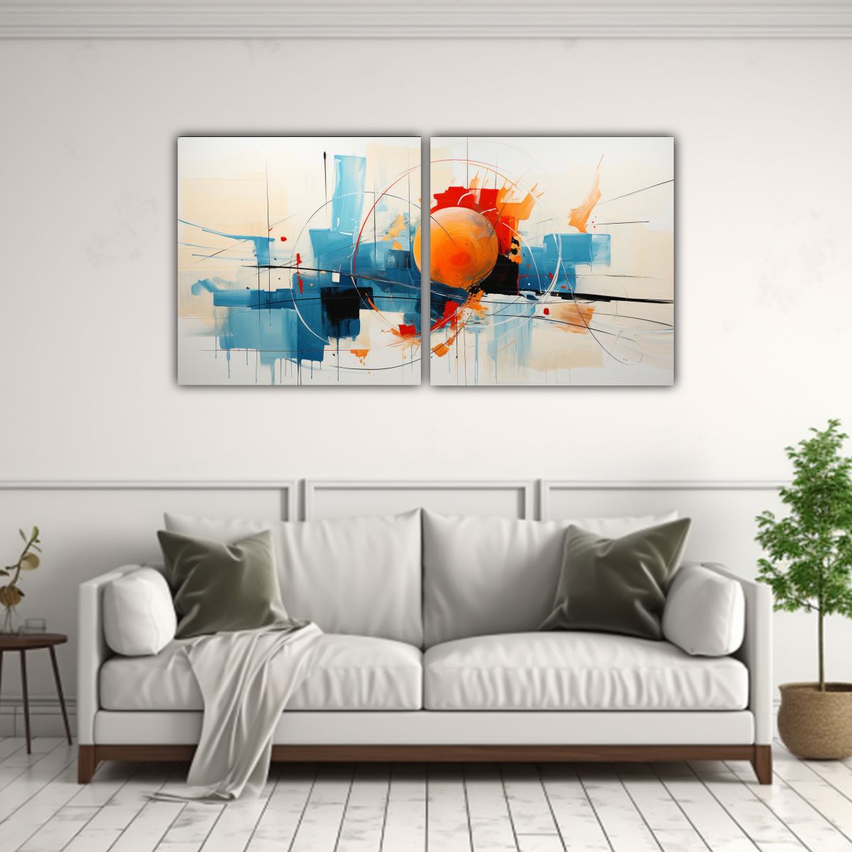 GENERICO - Dos Pinturas De Decoración En Estilo Abstracto 80x40 Cm