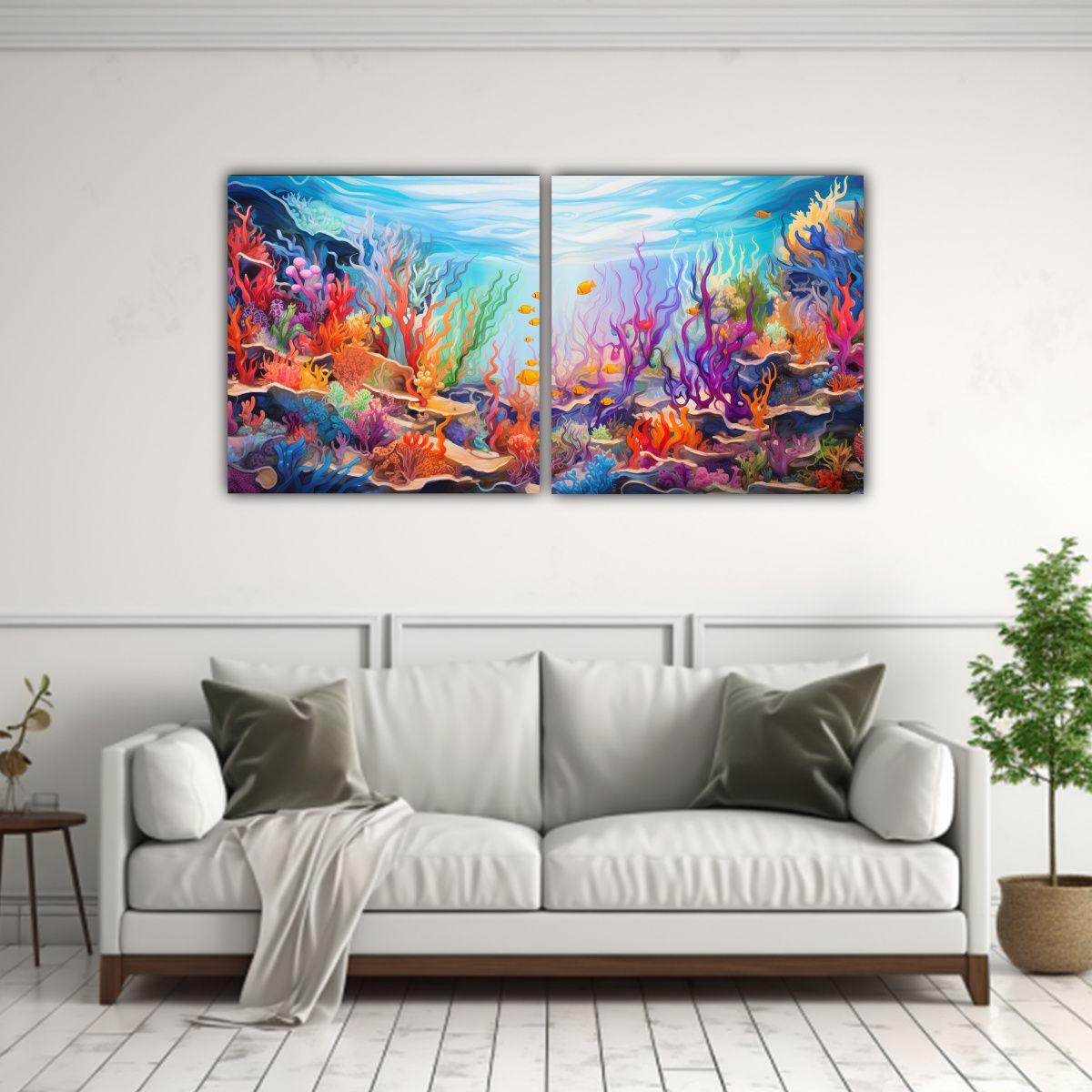 GENERICO - Artes Acuarela Obra Maestra De Un Mundo Submarino 80x40 Cm