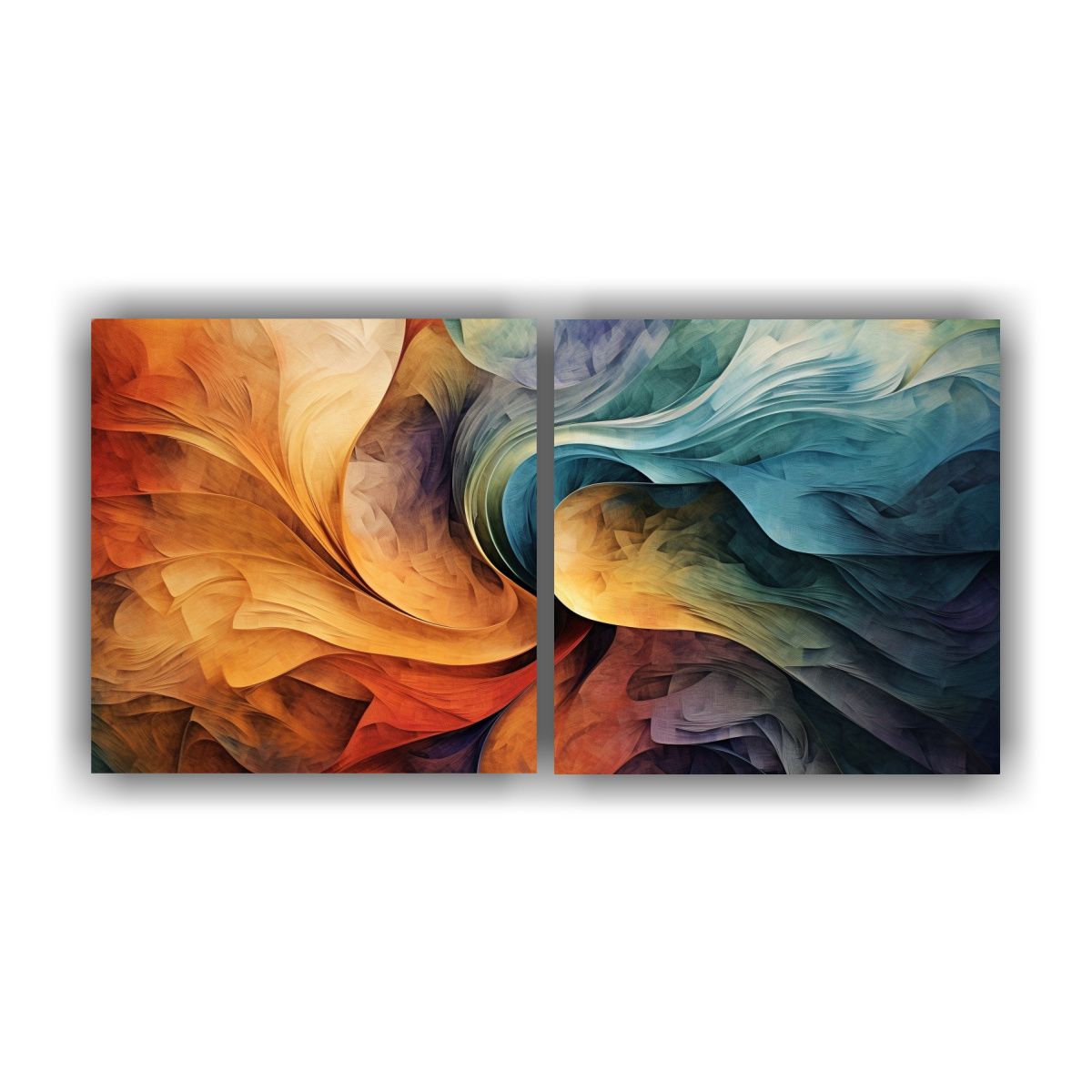 GENERICO - Set 2 Pinturas Abstractas Relieve Arte Multicolor 60x30 Cm