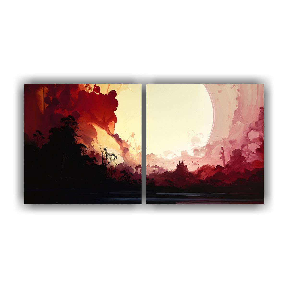 GENERICO - Cuadros Abstractos De Composición En Dos Cuadros 100x50 Cm
