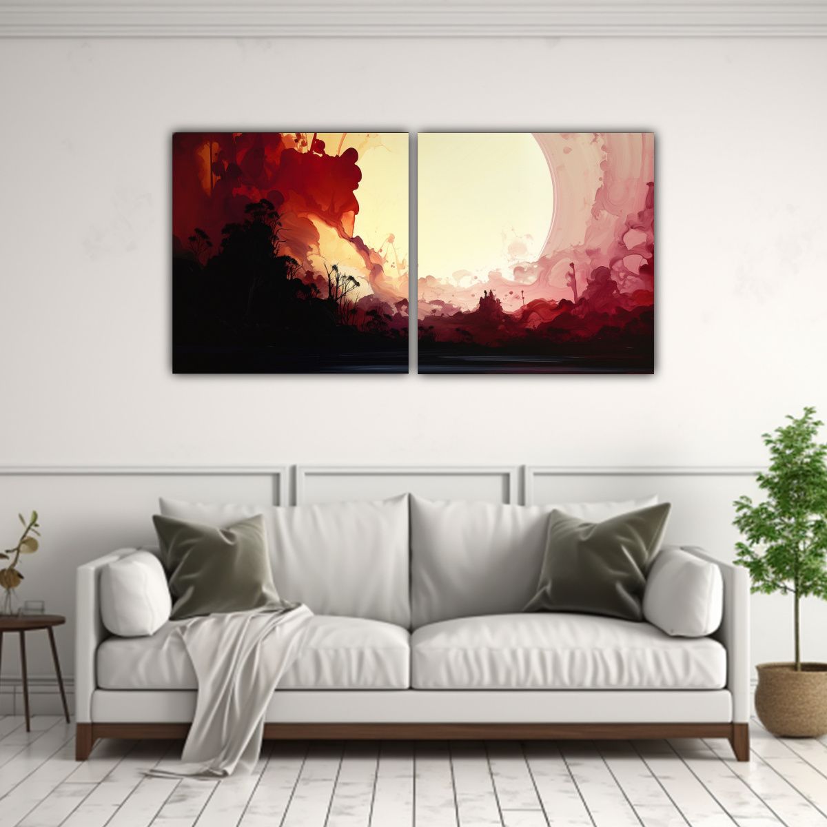 GENERICO - Cuadros Abstractos De Composición En Dos Cuadros 100x50 Cm