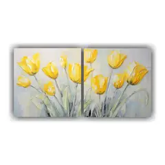 GENERICO - Pintura En Lienzo Moderna De Tulipanes Amarillos 60x30 Cm