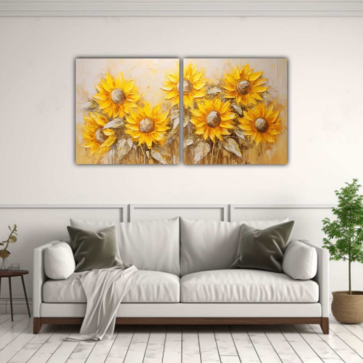 GENERICO - Lienzos Tela Acuarela Alegría Flores Amarillas 80x40 Cm