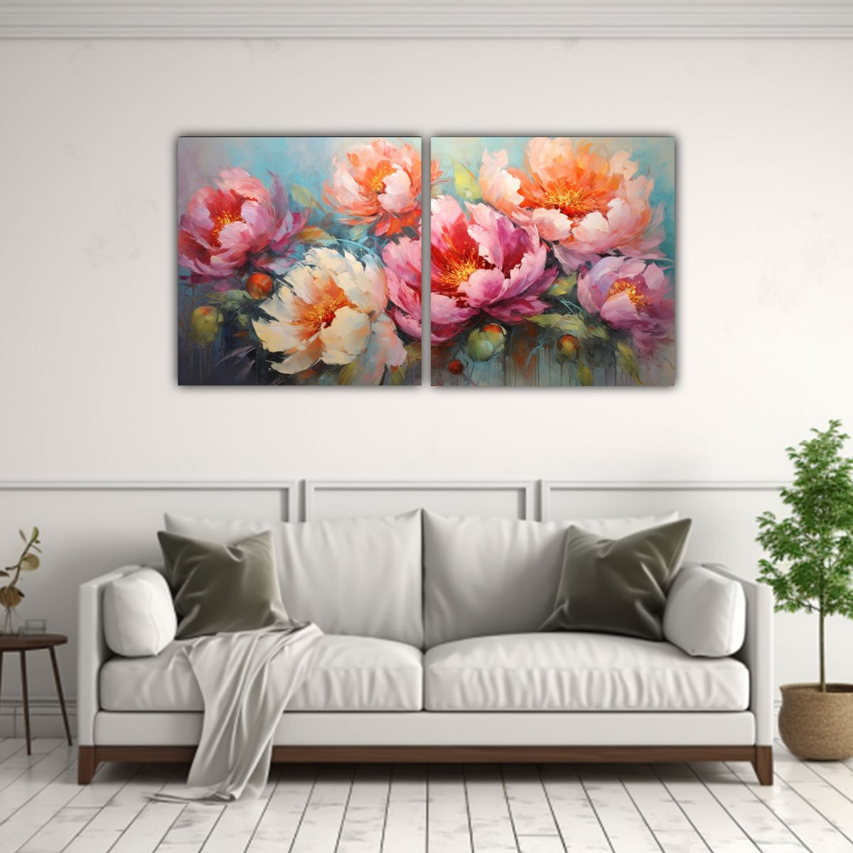 GENERICO - Cuadros Horizontal Con Adorno De Flores Vibrantes 80x40 Cm