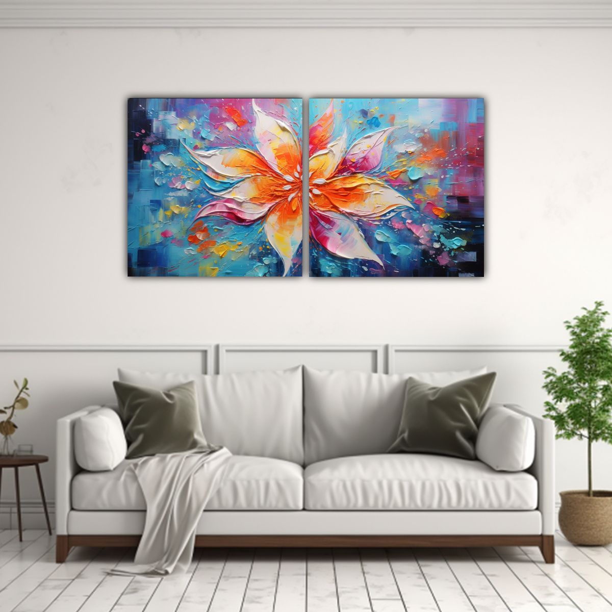 GENERICO - Pintura Floral En Lienzo De Colores Vibrantes Con 60x30 Cm