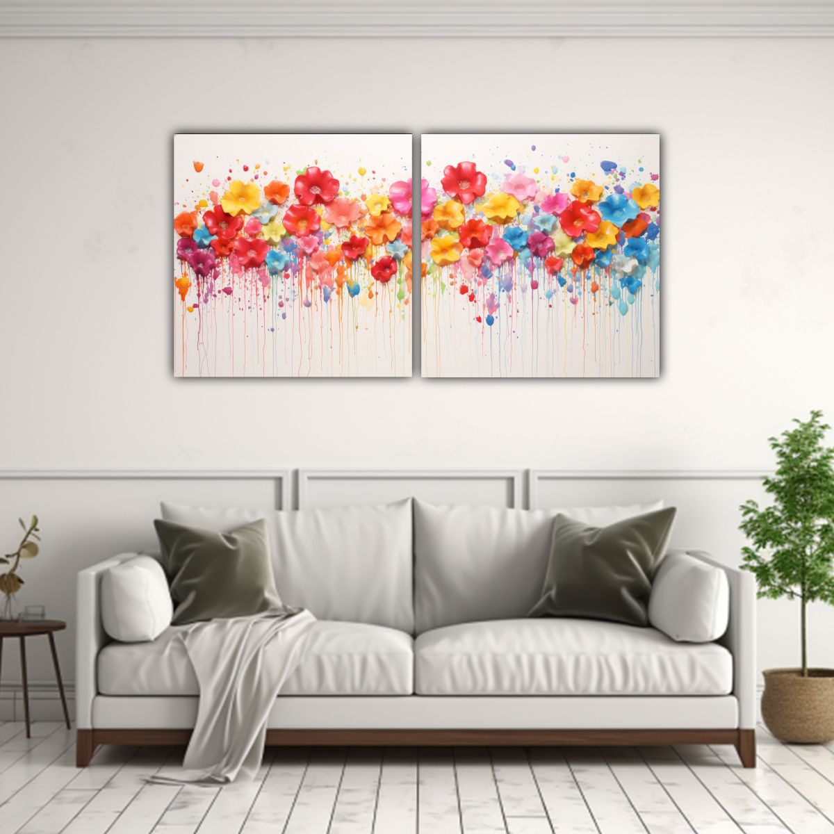 GENERICO - Pintura Acrílica Sin Costuras En Blanco Dos 80x40 Cm