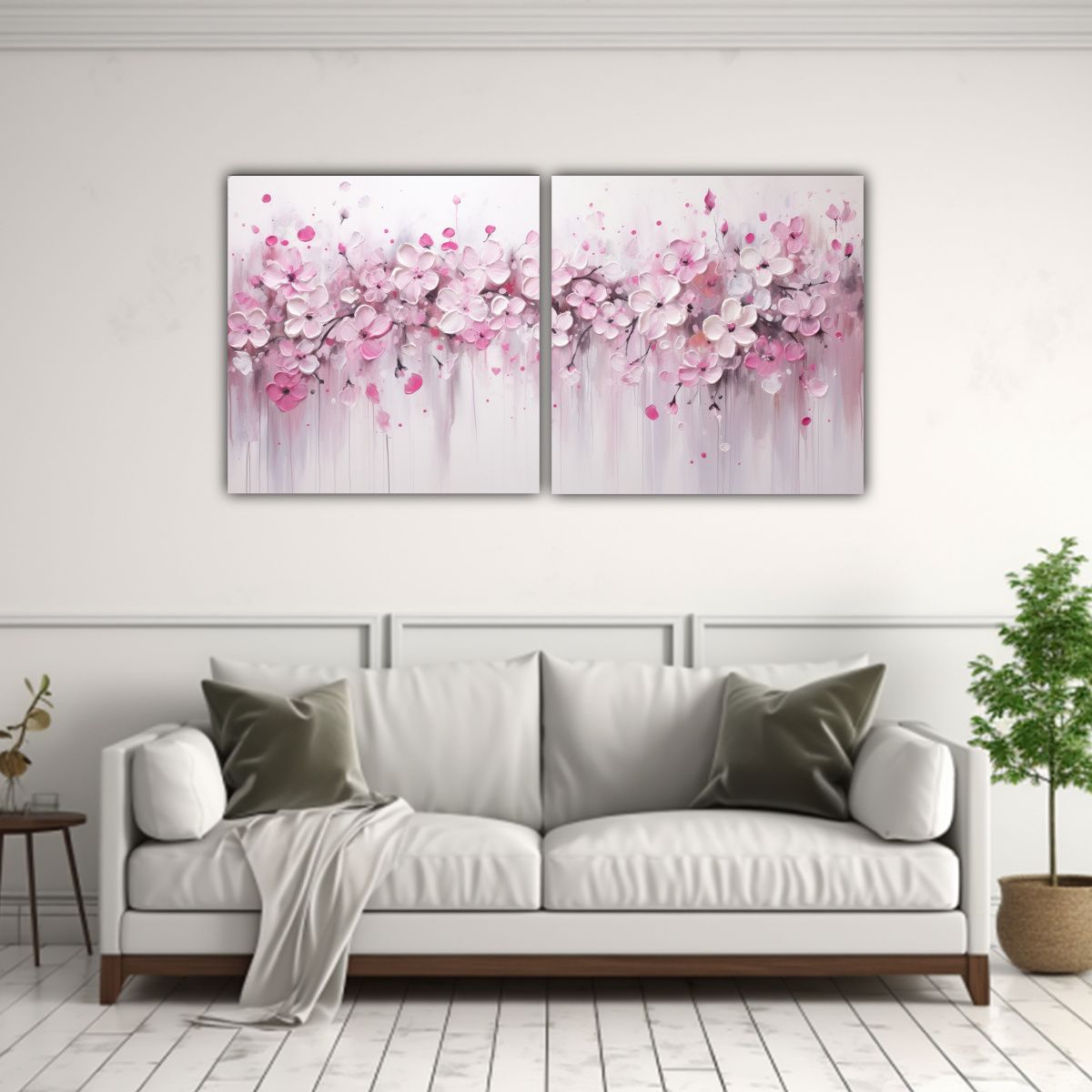 GENERICO - Díptico Dibujo Estético Pintura Acrílica Sin 60x30 Cm