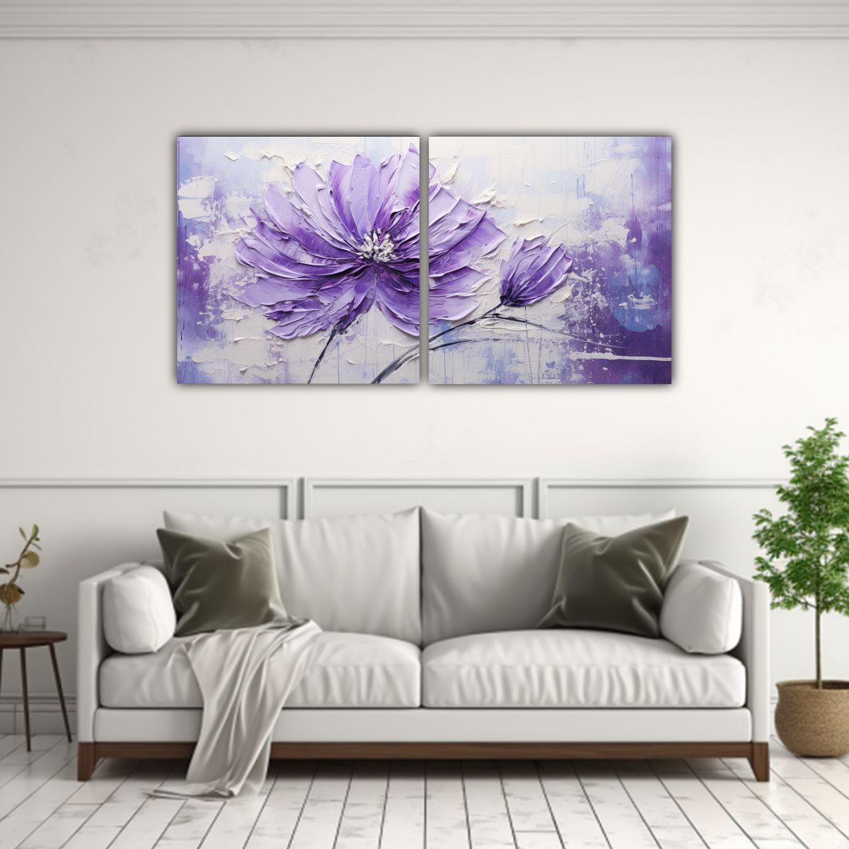 GENERICO - Flores Púrpuras En Lienzo Estilo Decorativo 100x50 Cm