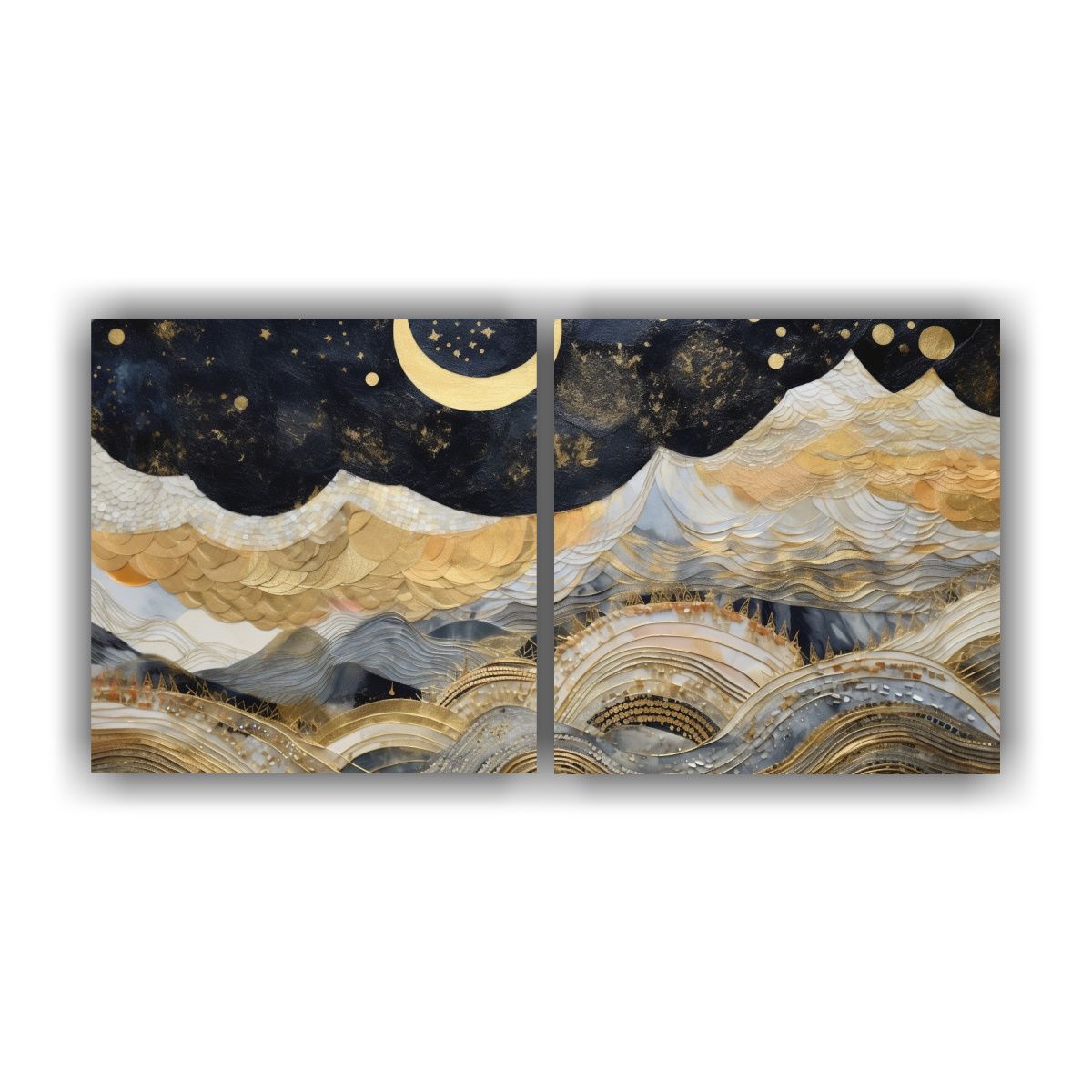 GENERICO - Pintura Decorativa Luminosa Con Luna Y Montañas 60x30 Cm
