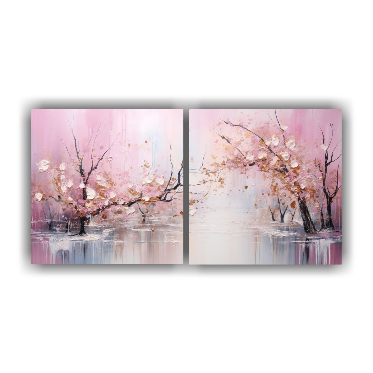 GENERICO - Cuadros Vintage En Rosa Y Dorado Estilo 100x50 Cm