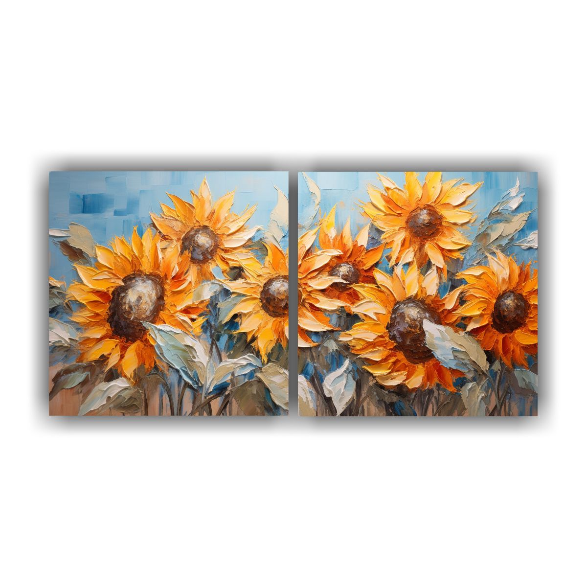GENERICO - Cuadros Modernos De Girasoles Naranjas En Lienzo 100x50 Cm