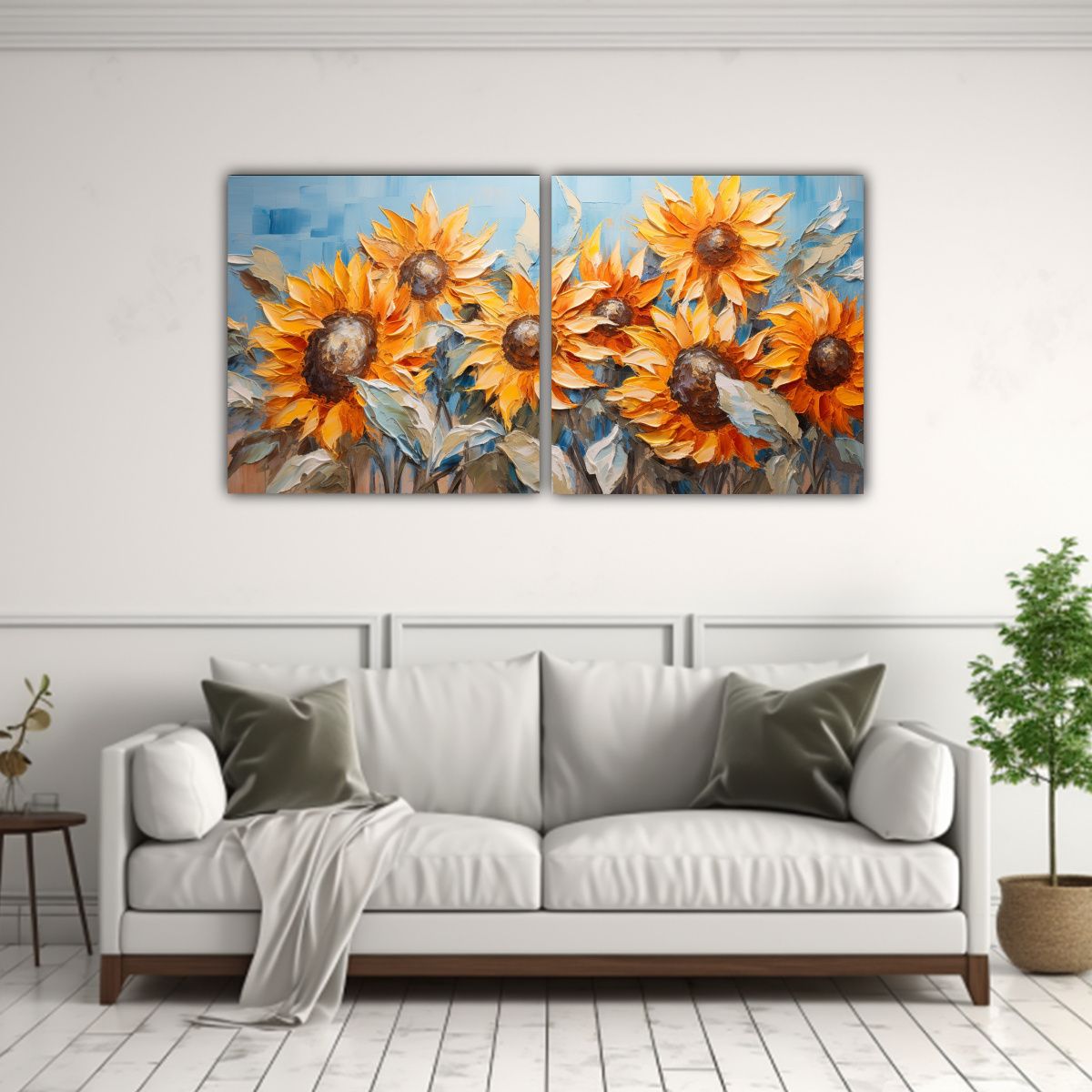 GENERICO - Cuadros Modernos De Girasoles Naranjas En Lienzo 100x50 Cm