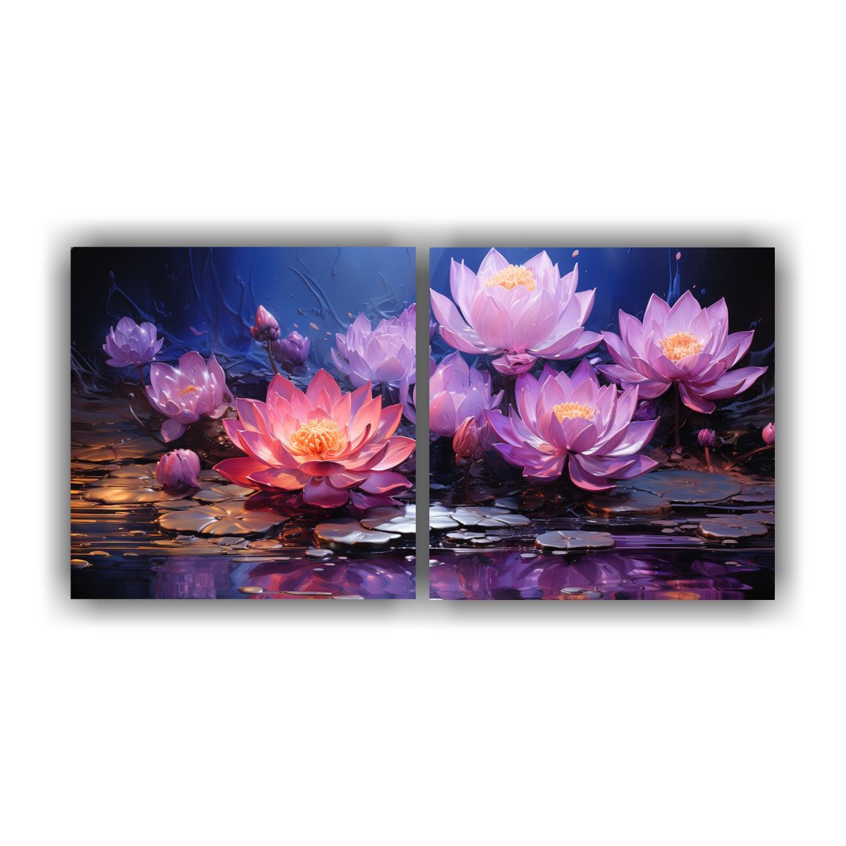 GENERICO - Pintura En Lienzo Estilo Artsy De Loto Negro 80x40 Cm