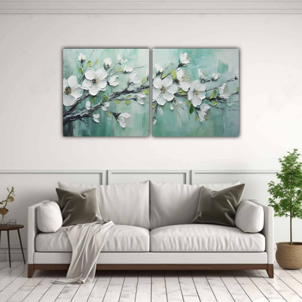 GENERICO - Cuadro Arte Pared Intenso Flor Cerezo Verde Sobre 100x50 Cm