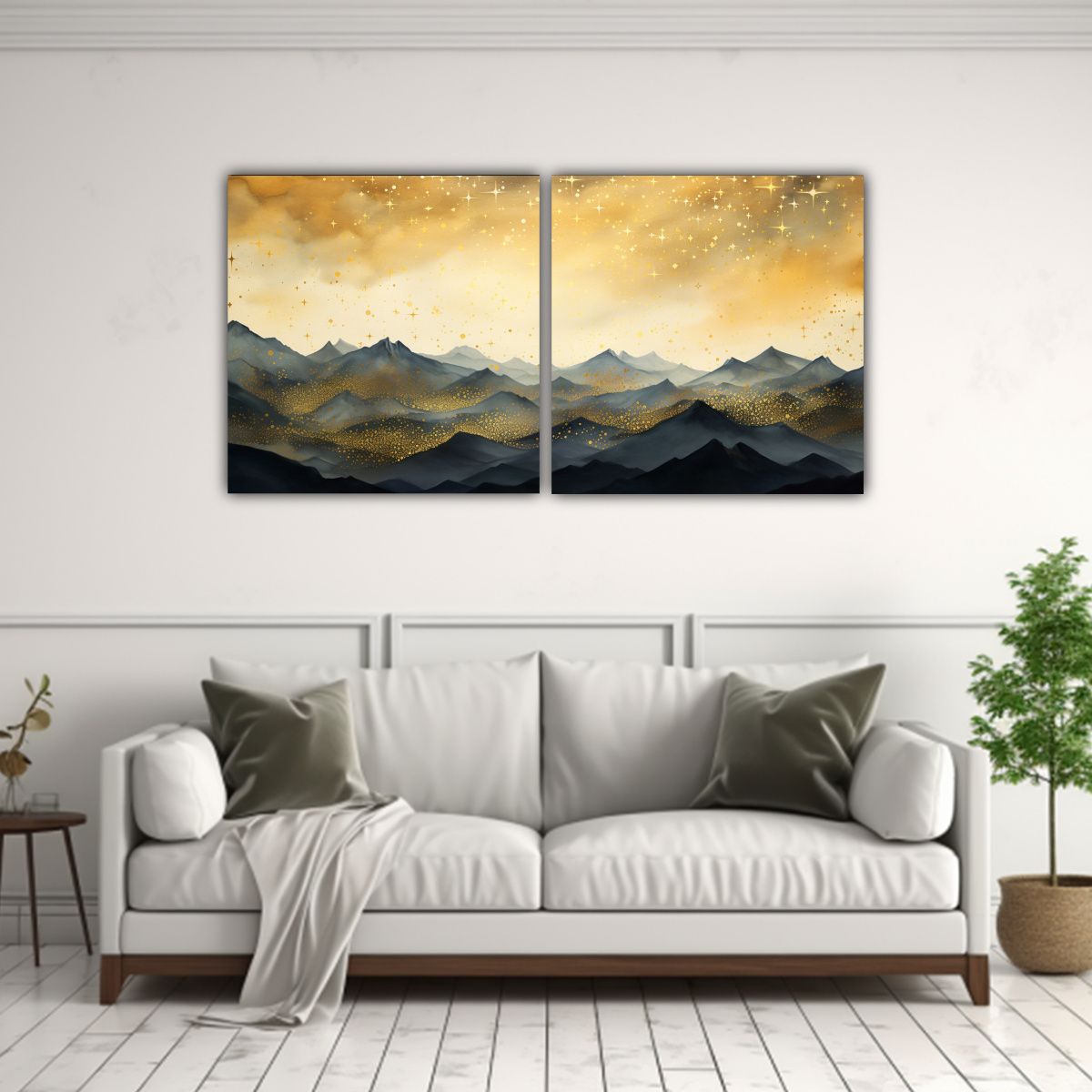 GENERICO - Diptico Montaña Colorido En Estilo Elegante Con 100x50 Cm