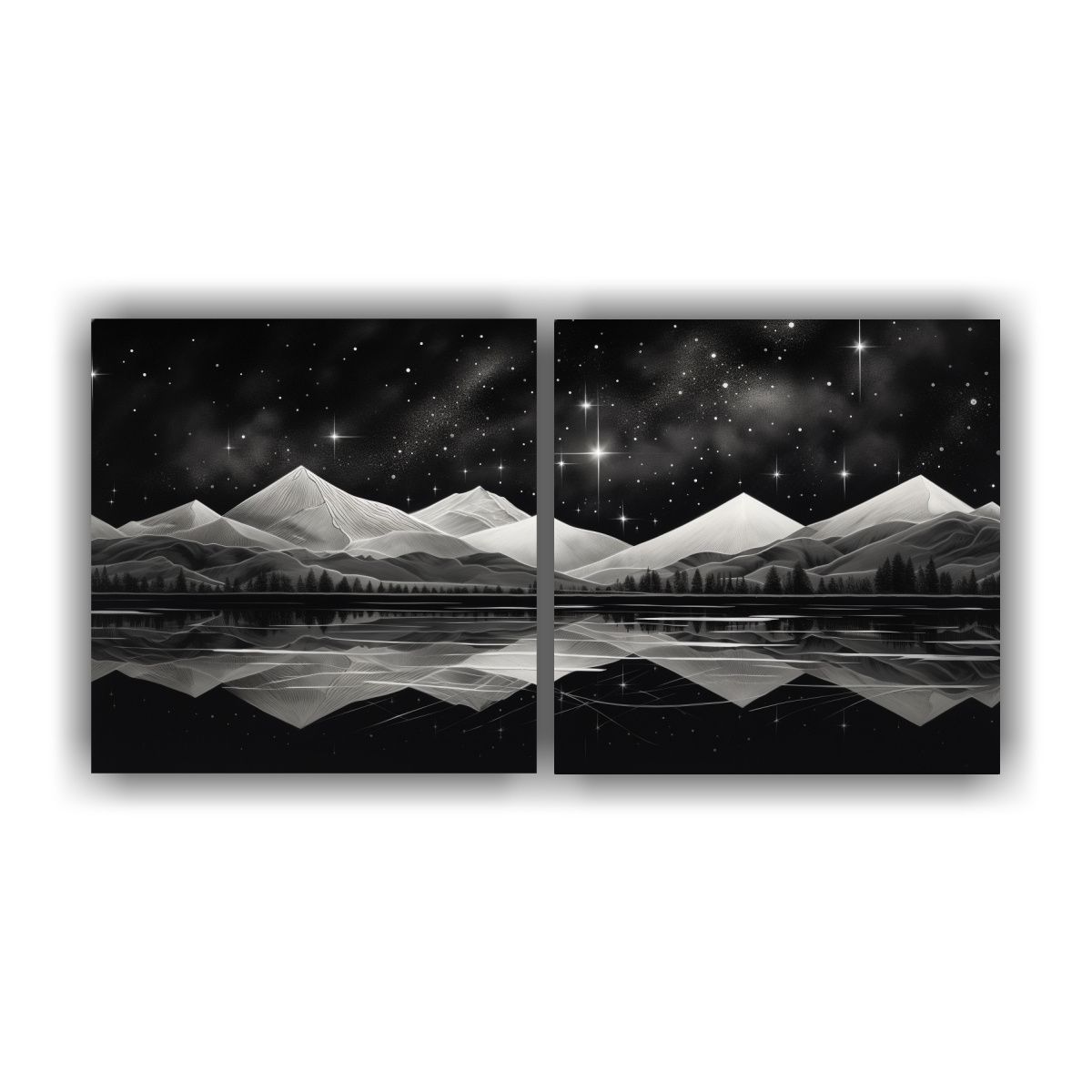 GENERICO - Diptico Modernos Paisaje Montañoso Con Estilo 80x40 Cm