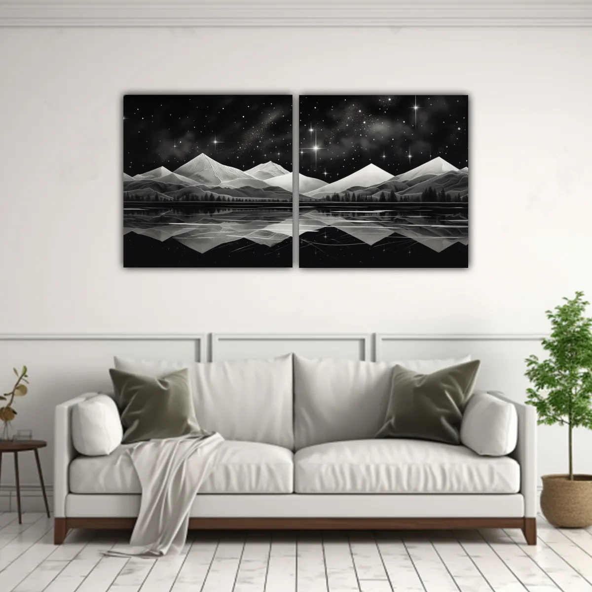 GENERICO - Diptico Modernos Paisaje Montañoso Con Estilo 80x40 Cm