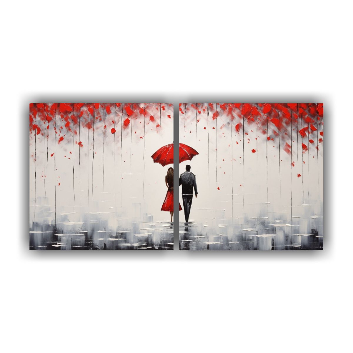 GENERICO - Dos Telas En Bastidor Cuadro Perspectiva Amor 100x50 Cm