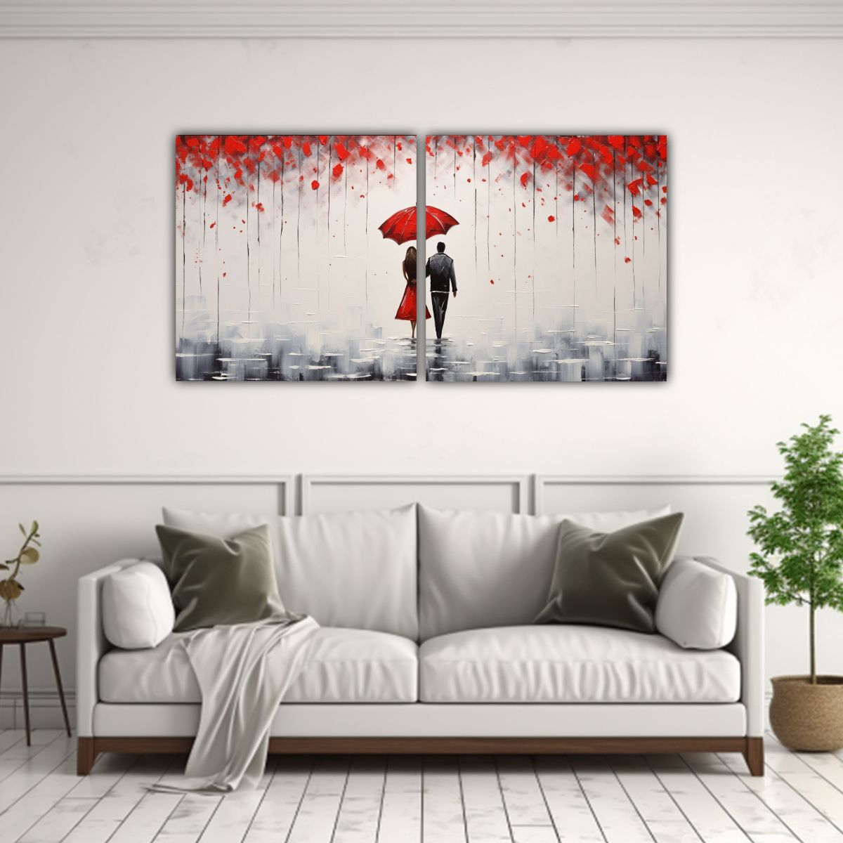 GENERICO - Dos Telas En Bastidor Cuadro Perspectiva Amor 100x50 Cm