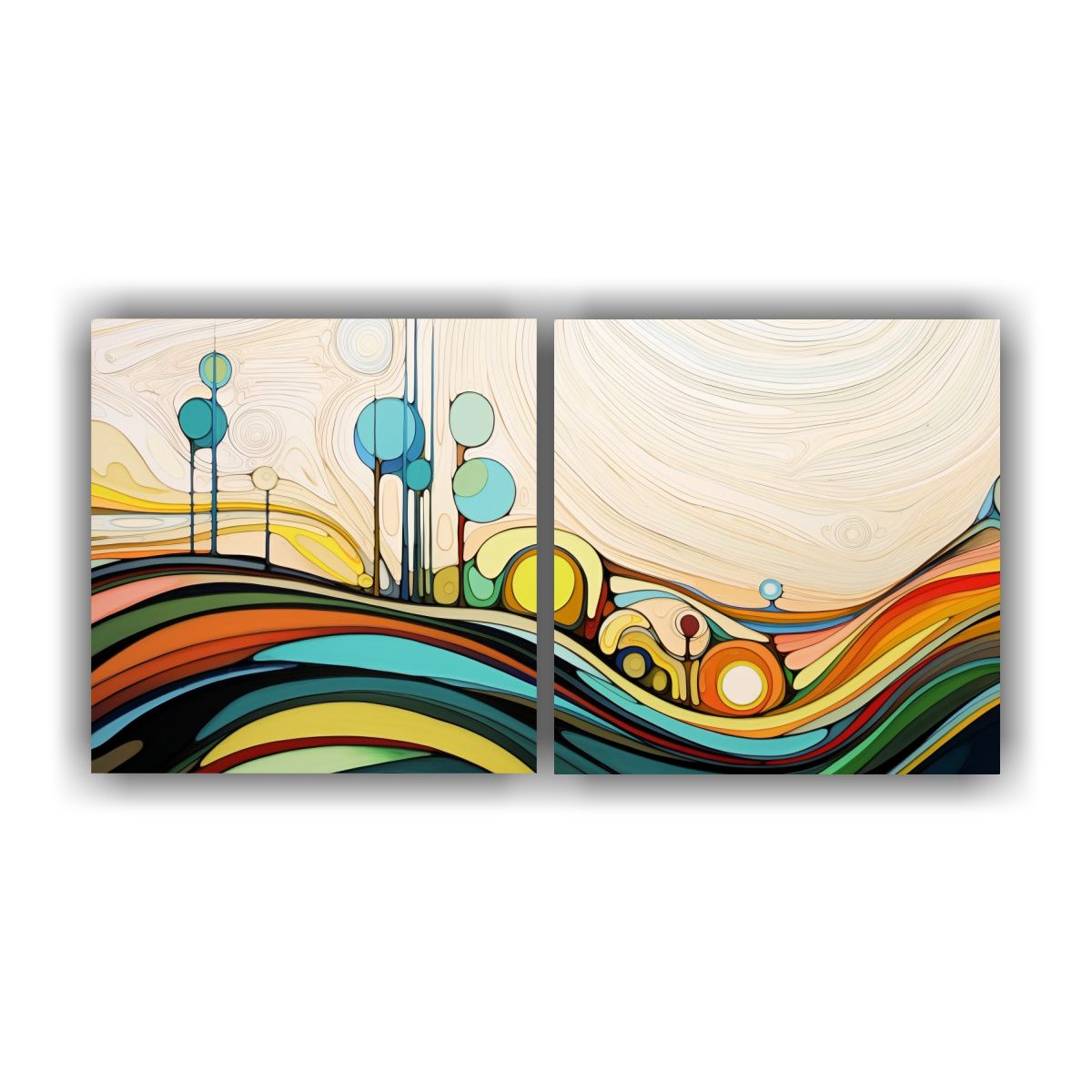 GENERICO - Pinturas Inspiradoras De Dos Cuadros Con Armonía 100x50 Cm