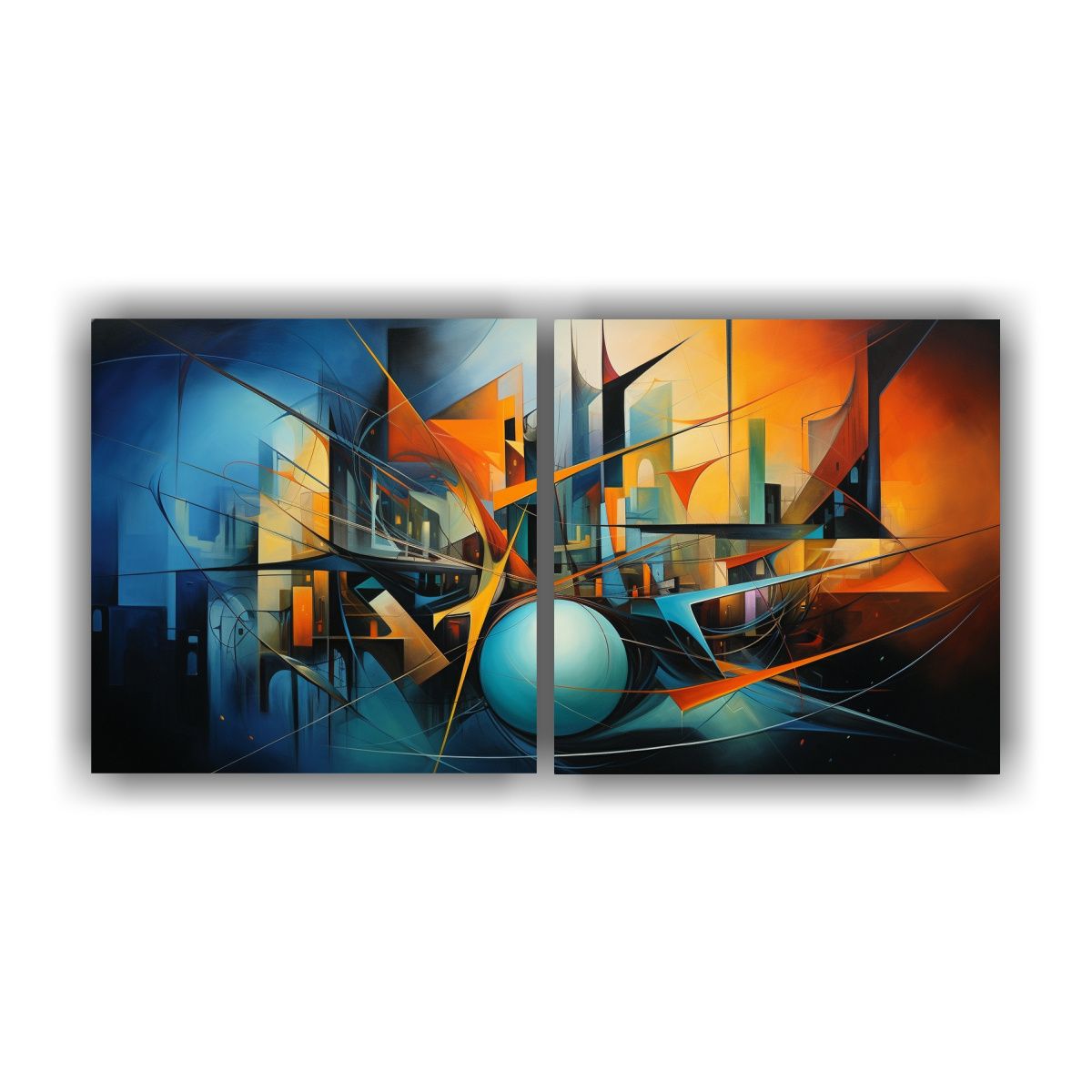 GENERICO - Díptico Abstracto Lienzos Modernos Y Exuberantes 100x50 Cm