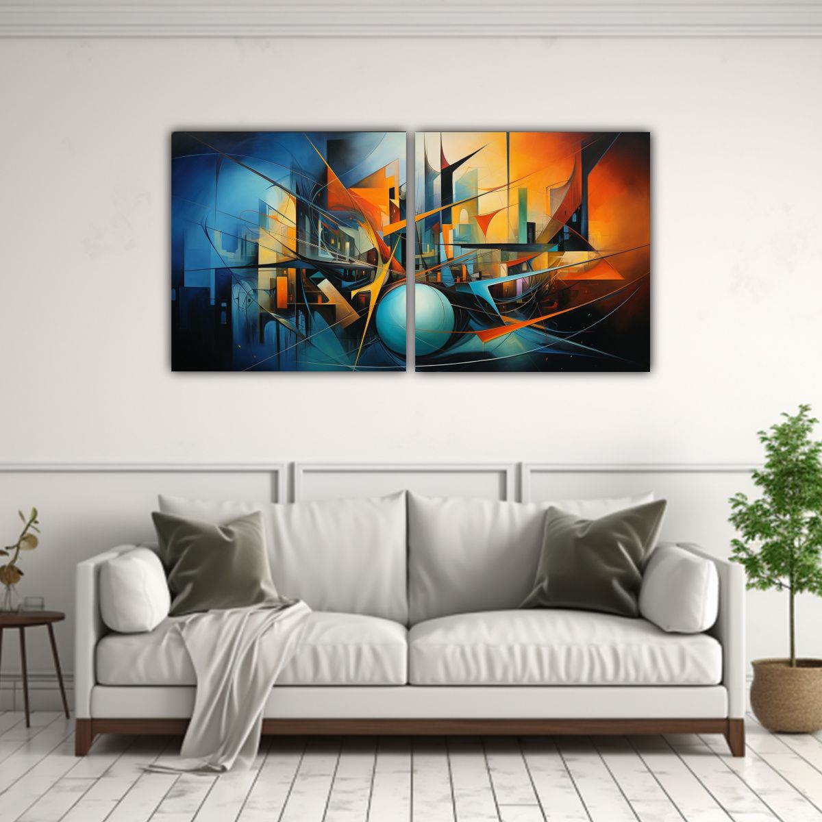 GENERICO - Díptico Abstracto Lienzos Modernos Y Exuberantes 100x50 Cm