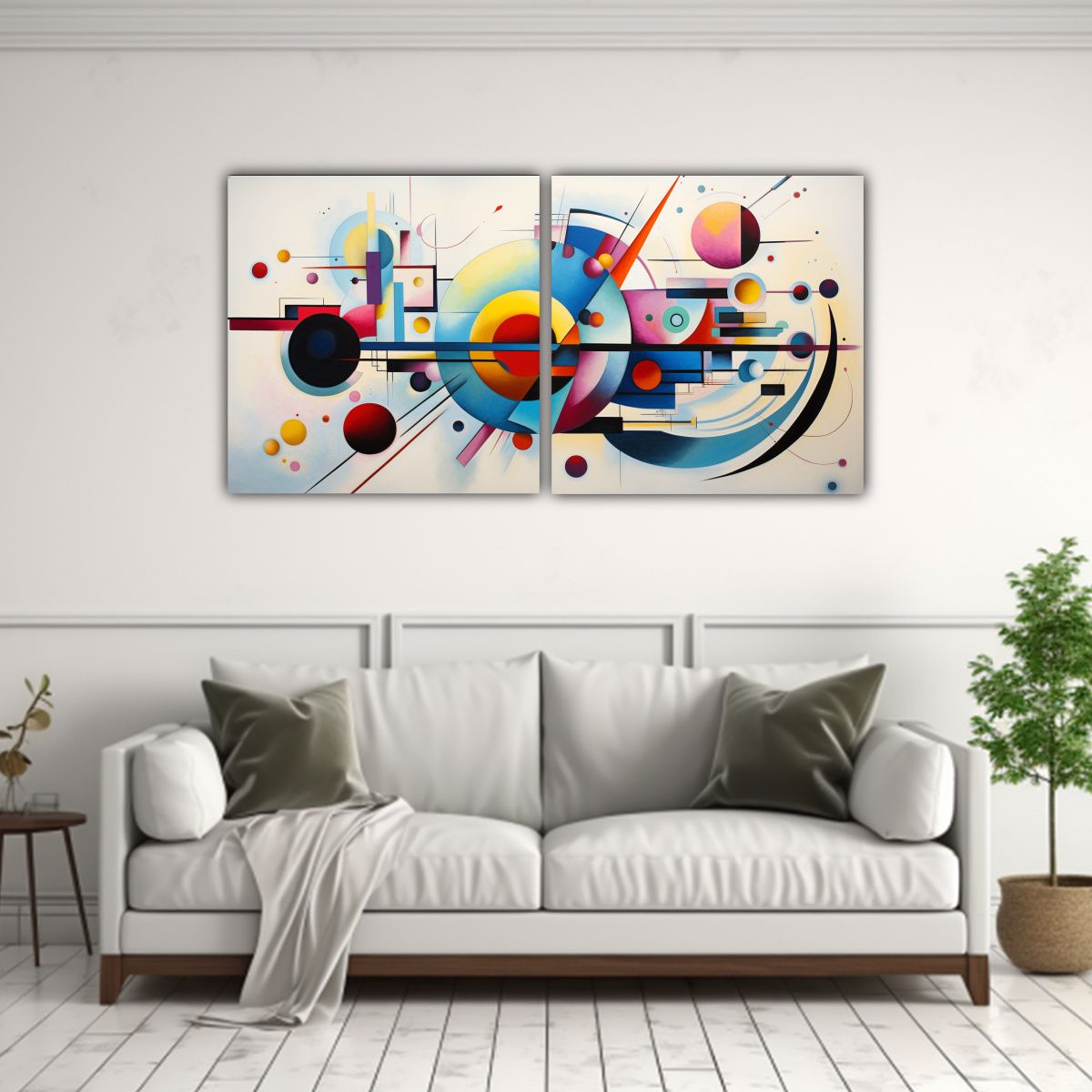 GENERICO - Pinturas Decorativas Estilo Kandinsky Dos Cuadros 80x40 Cm