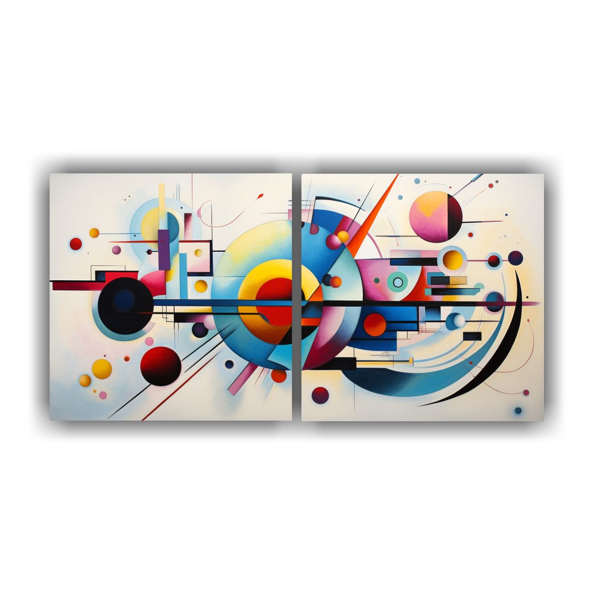 GENERICO - Pinturas Decorativas Estilo Kandinsky Dos Cuadros 60x30 Cm