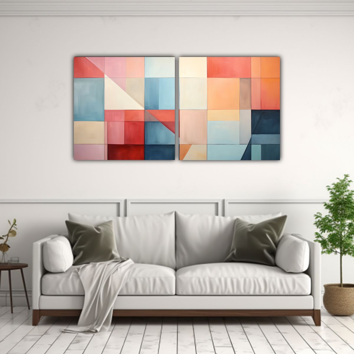 GENERICO - Conjunto 2 Lienzos Tema Duradero Geométrico 100x50 Cm