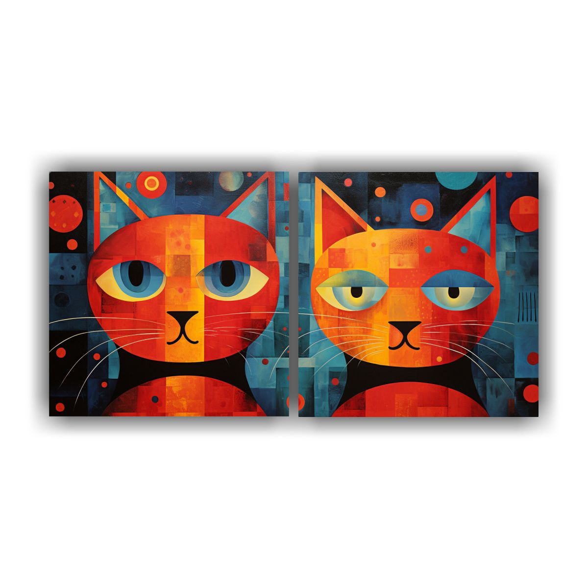 GENERICO - Pinturas De Pared Estilo Galería Gatos Abstractos 80x40 Cm